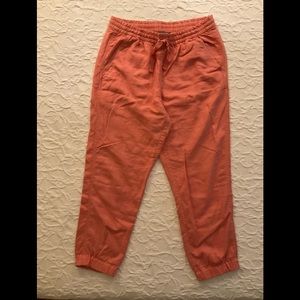 Point Sur drapey drawstring pants elastic waist and ankles, pockets, linen.